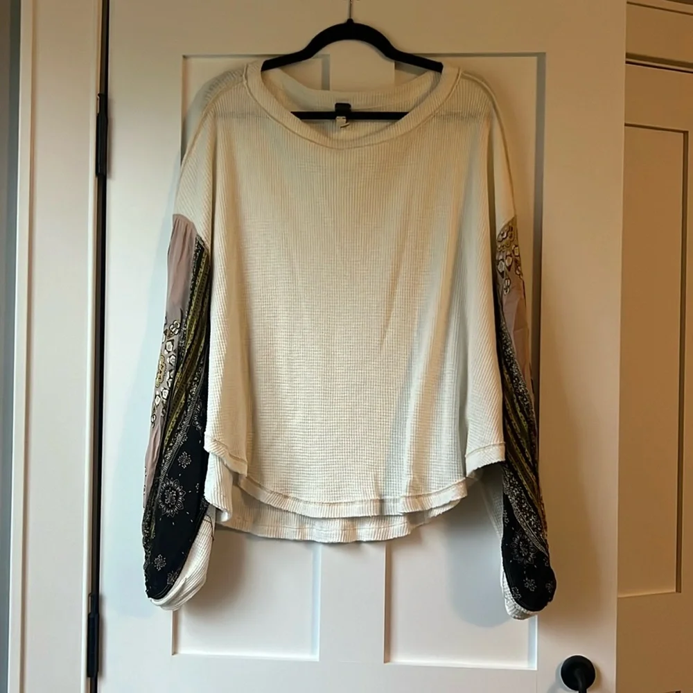 We The Free Waffle Knit Blouse with Fancy Baggy Sleeves- Size M - Picture 1 of 4